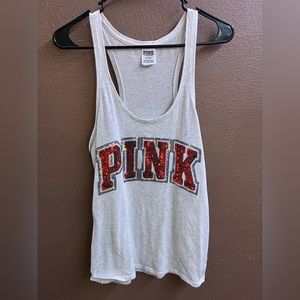 Pink sequin logo tank